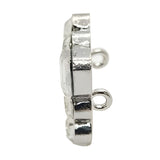 Open Square Rhinestone Button, 25mm, Silver & Clear Crystal, Shank Button - FBTN245 - Silver / 25mm 