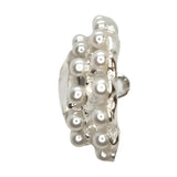 Glamorous Rhinestone & Pearl Button, 18-23mm, Round, Silver, Large Crystal Accent, DIY Jewelry & Craft Supply - FBTN236 - Silver / 23mm 