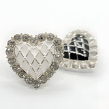 Sweet Heart Button, 21mm, White & Crystal, Delicate Design, Fashion & Craft - FBTN254 - Silver / 21mm 