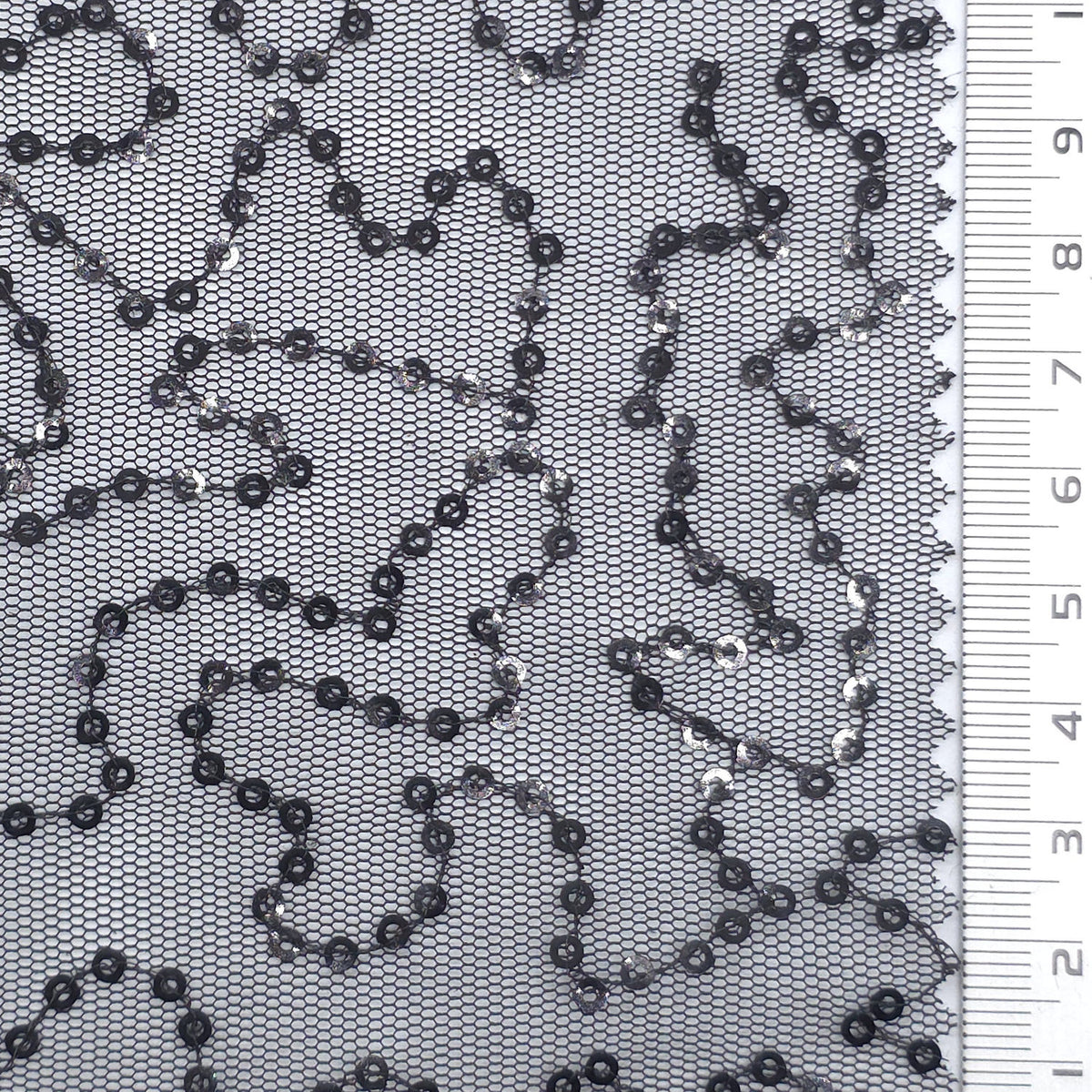 Wave Sequin Polyester Knit Fabric - FAB1979 - Black