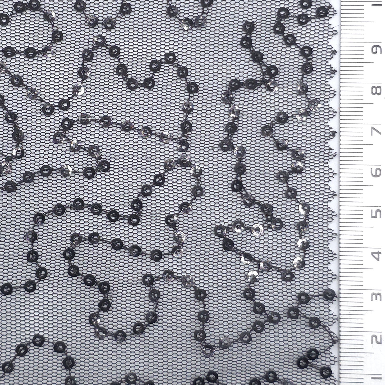 Wave Sequin Polyester Knit Fabric - FAB1979 - Black