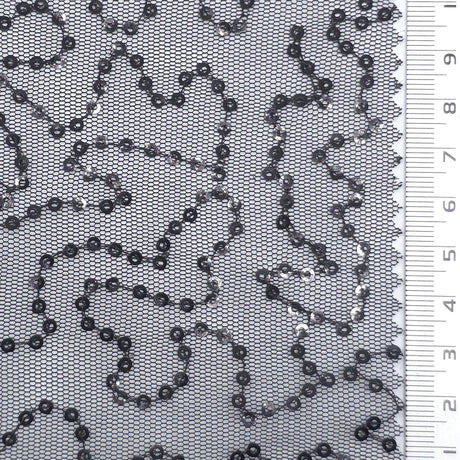 Wave Sequin Polyester Knit Fabric - FAB1979 - Black