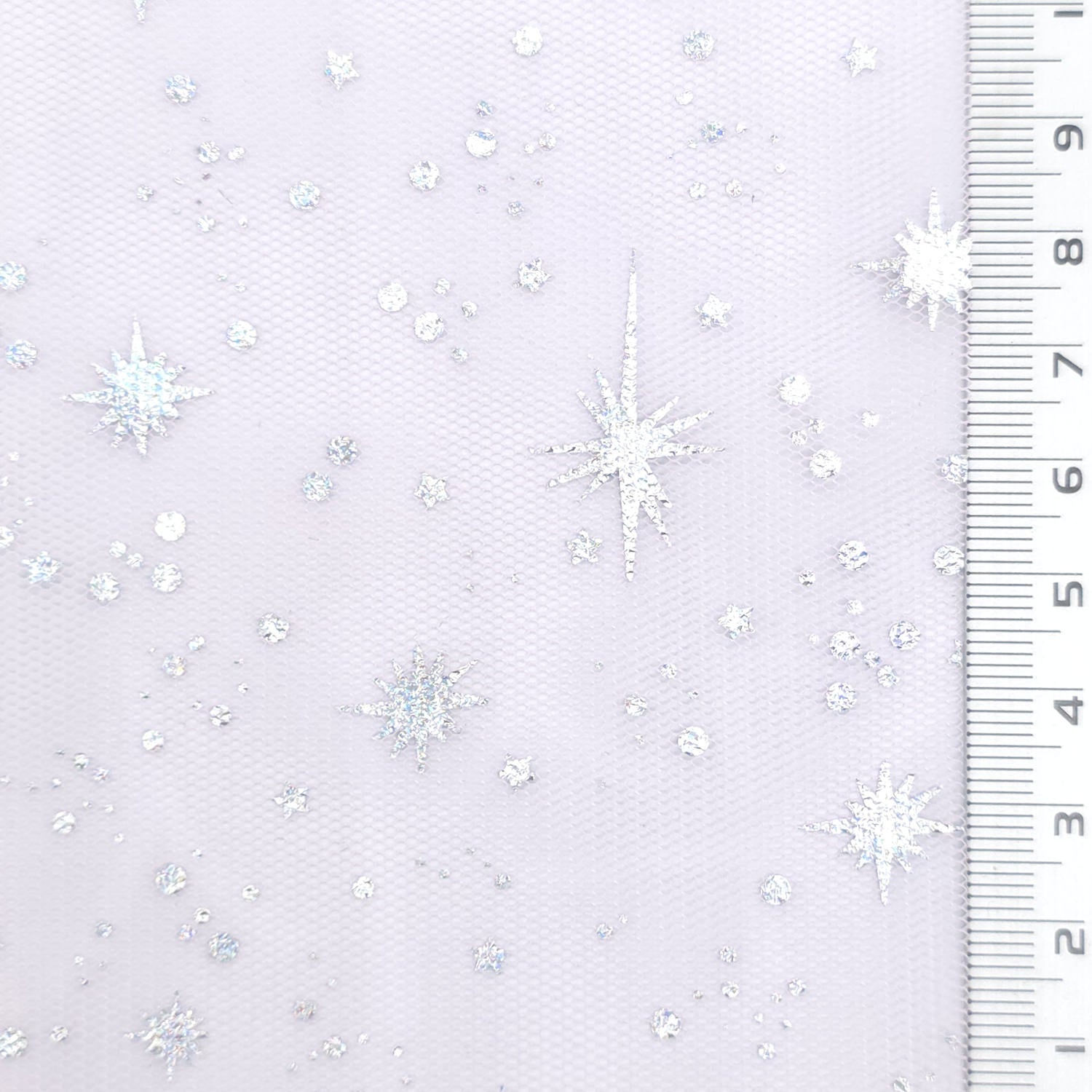 Star Foil Poly Knit Fabric - FAB1949 - Very Light Lilac