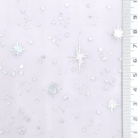 Star Foil Poly Knit Fabric - FAB1949 - Very Light Lilac