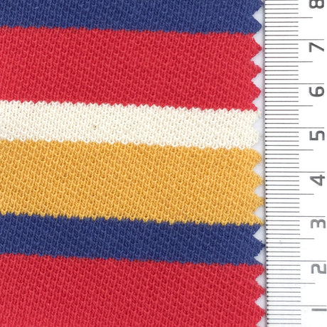 1: Plum-2: Pink-3: Navy Blue-4: Red-5: Maroon - Medium Weight Textured Striped Cotton Pique Knit Fabric - FAB 1929