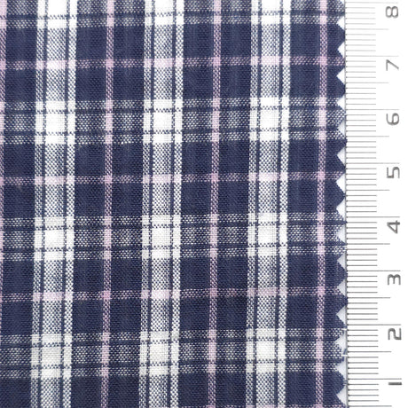 Navy Blue - Gingham Poly Cotton Woven Fabric - FAB1863