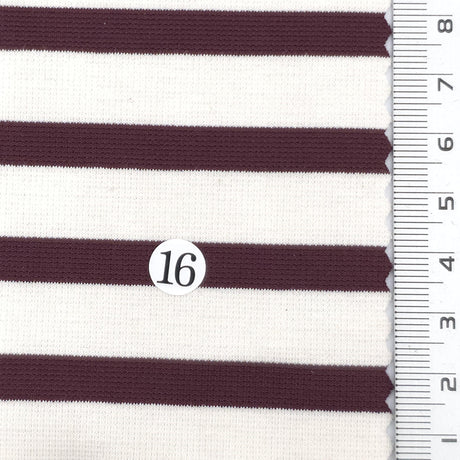 1: Light Blue-2: Pink Beige-3: Navy Blue-4: Dusty Rose-5: Dark Brown - Stable Medium Weight Striped Poly Cotton Span Ponte Knit Fabric - FAB 1922