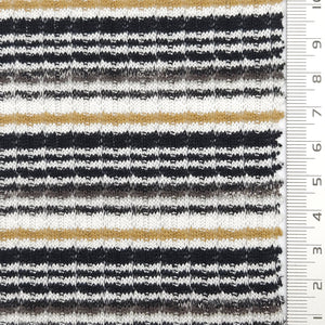 Stripe Rib YarnDyed Cotton Knit Fabric - FAB1777 - Black