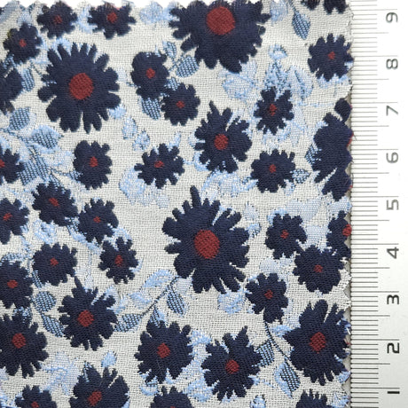 Floral Jacquard YarnDyed Polyester Woven Fabric - FAB1622 - 1.Pink-2.Red-3.Mint-4.Garnet-5.Navy 