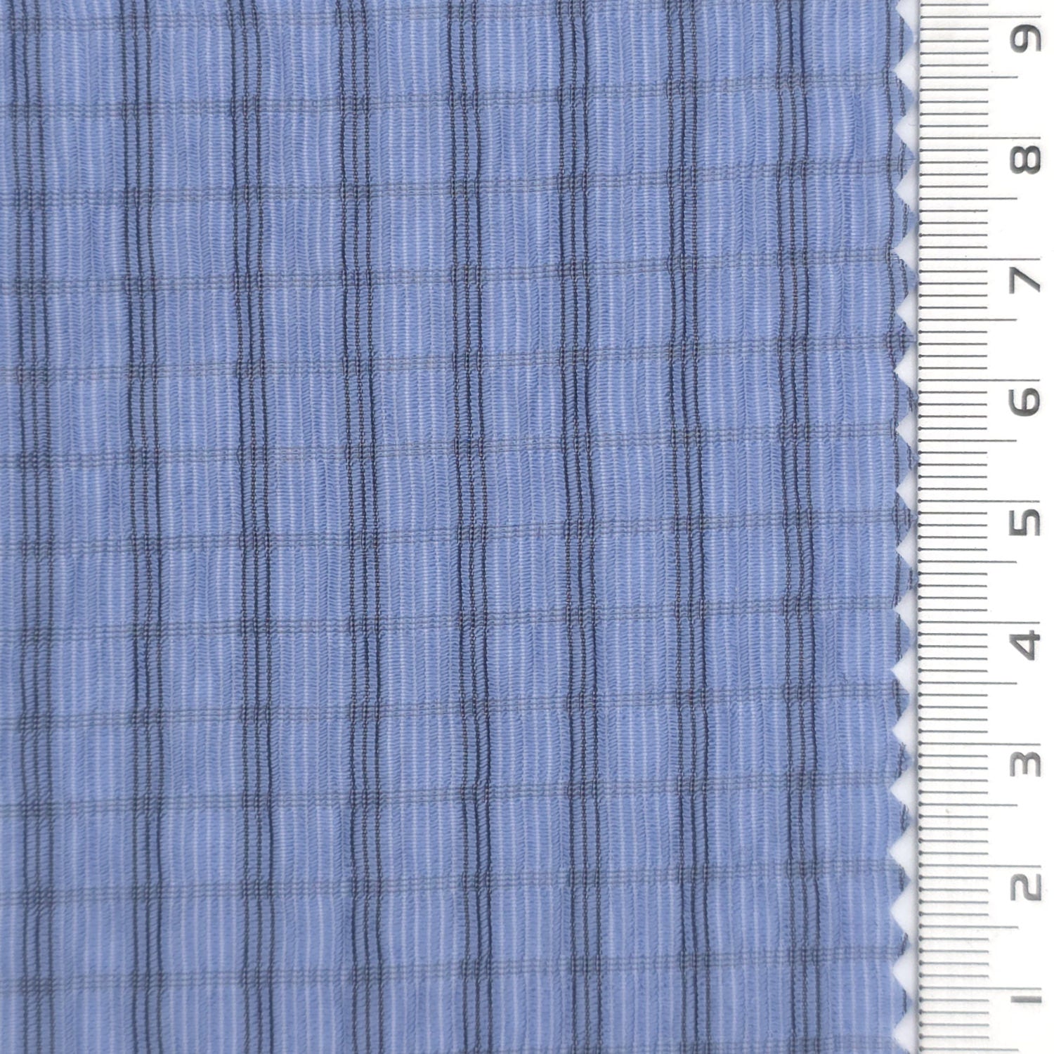 Blue - Very Lightweight Crinkle Windowpane Tencel Nylon Woven Fabric - FAB 1926