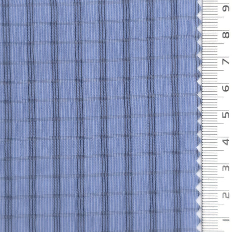 1: White-2: Cream-3: Light Blue-4: Pink-5: Blue - Very Lightweight Crinkle Windowpane Tencel Nylon Woven Fabric - FAB 1926