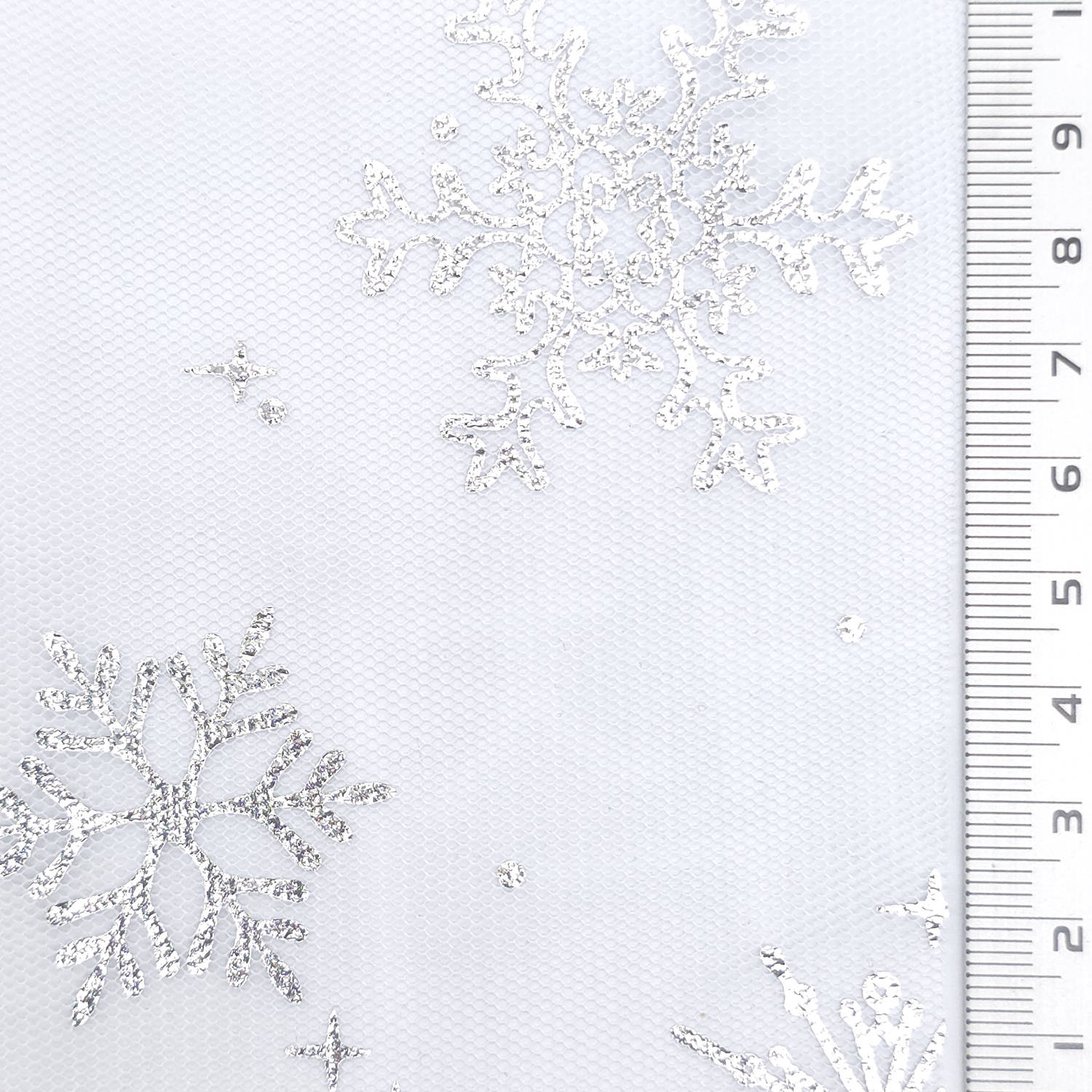Snowflake Polyester Knit Fabric - FAB1952 - White