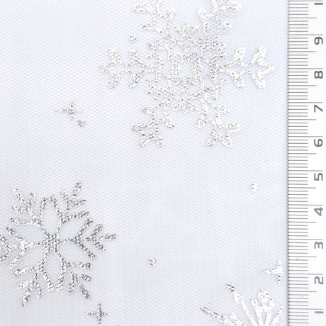 Snowflake Polyester Knit Fabric - FAB1952 - White