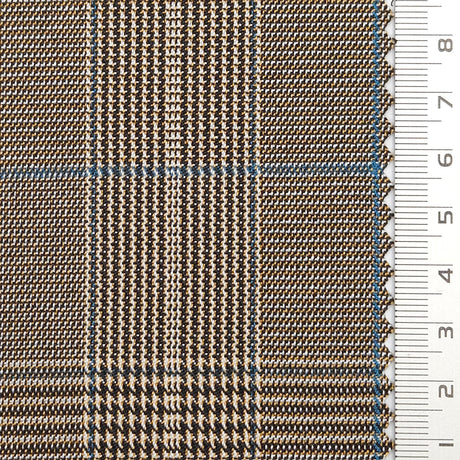 Glen Check YarnDyed Spandex Rayon Polyester Woven Fabric - FAB1769 - 1.Black and purple plaid-2.Olive green and Black plaid-3.Black and orange plaid-4.Light brown plaid-5.Black and blue plaid-6.Black and grey plaid 
