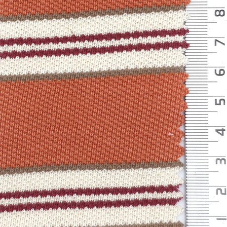 1: Light Blue-2: Light Pink-3: Cream-4: Light Gray-5: Rust - Textured Medium Weight Striped Pique Cotton Knit Fabric - FAB 1930