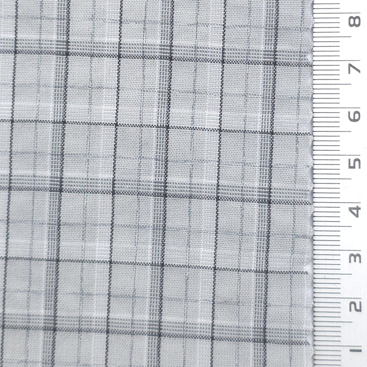 Tattersall Check Polyester Cotton Woven Fabric - FAB1969 - Light Gray