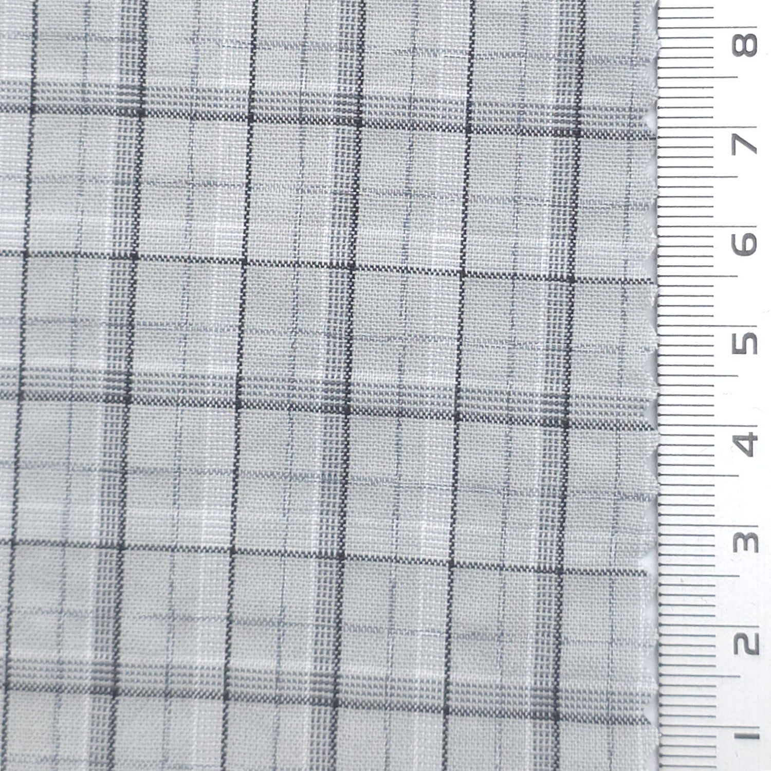 Tattersall Check Polyester Cotton Woven Fabric - FAB1969 - Light Gray