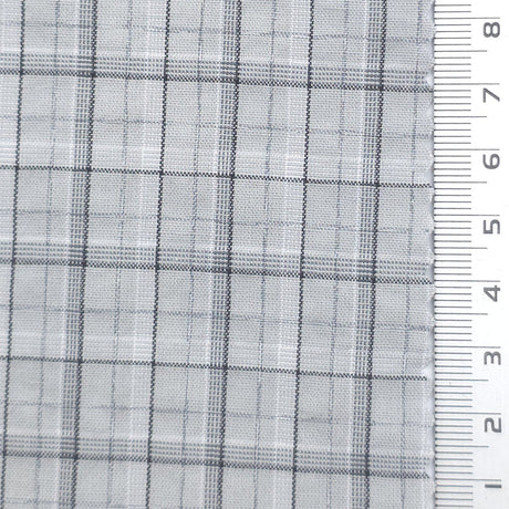 Tattersall Check Polyester Cotton Woven Fabric - FAB1969 - Light Gray
