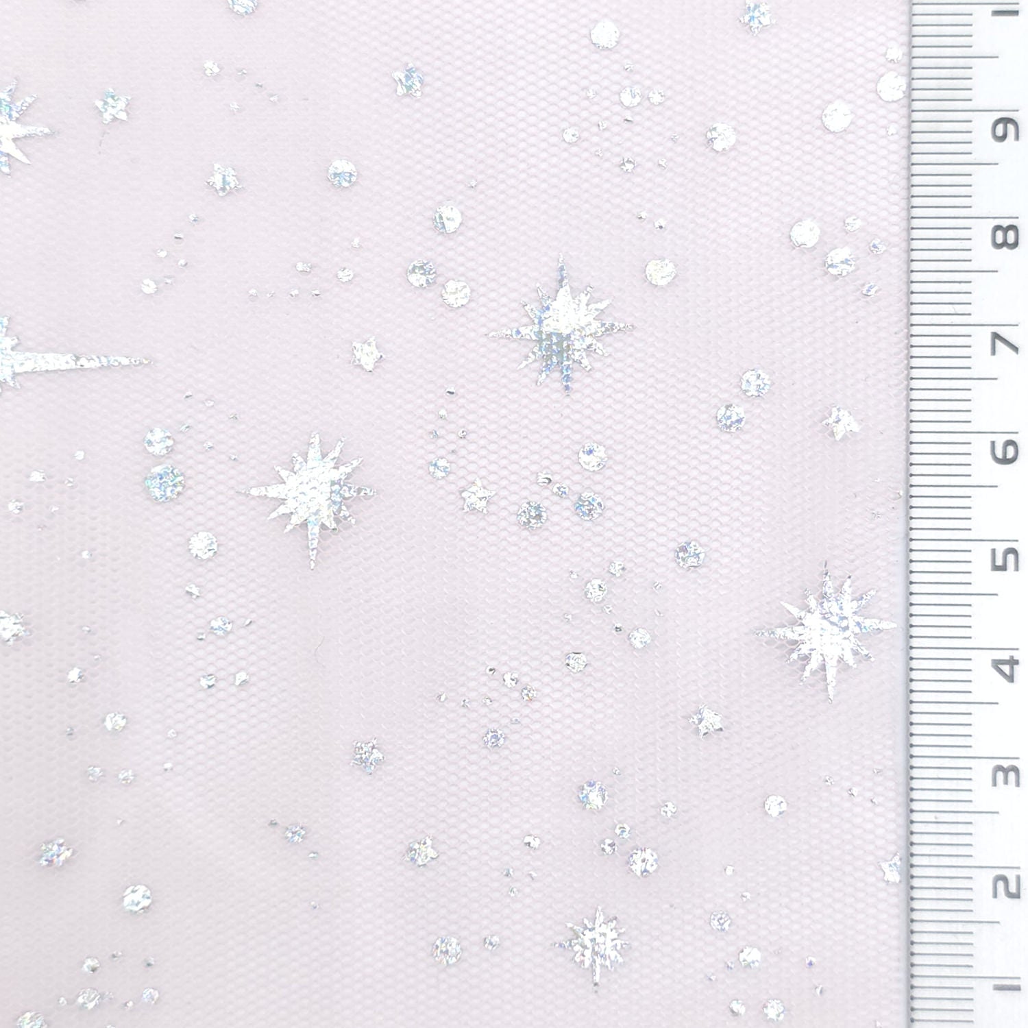 Star Foil Poly Knit Fabric - FAB1949 - Pale Pink