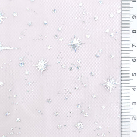 Star Foil Poly Knit Fabric - FAB1949 - Pale Pink
