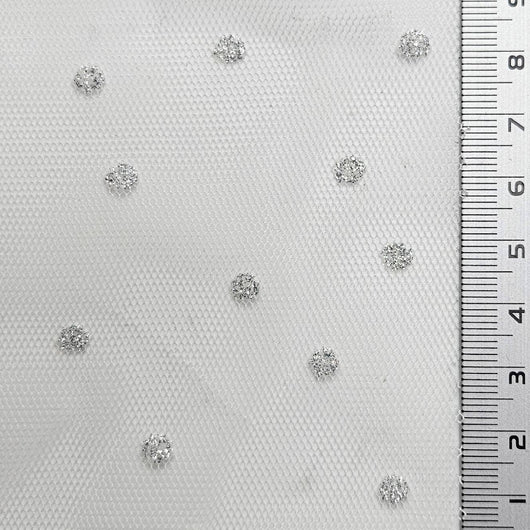 Dot Mesh Metallic Polyester Knit Fabric | FAB1609 | 1.Mint, 2.Yellow, 3.Pink, 4.Ivory, 5.White, 6.Black by Fabricis.com #