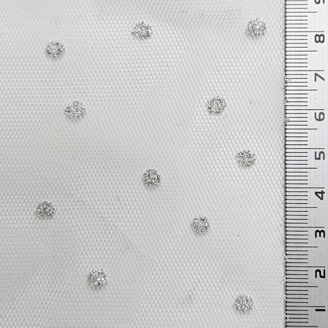 Dot Mesh Metallic Polyester Knit Fabric - FAB1609 - 1.Mint-2.Yellow-3.Pink-4.Ivory-5.White-6.Black 