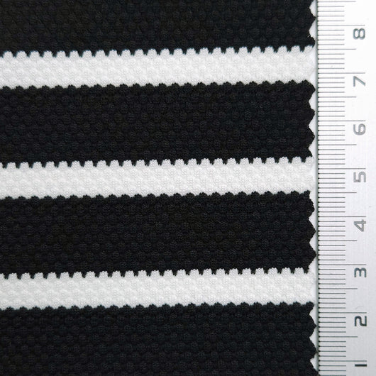 Stripe Waffle Polyester Spandex Knit Fabric | FAB1564 | 1.Navy - Stripe, 2.Black - Stripe, 3.Grey - Stripe, 4.Navy - Stripe, 5.Black - Stripe, 6.Grey - Stripe, 7.Navy - Solid, 8.Black - Solid, 9.Grey - Solid, 10.White - Solid by Fabricis.com #