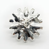 Luxury Pearl & Crystal Button, 25mm, Floral Design, Silver Setting - FBTN248 - Silver / 25mm 