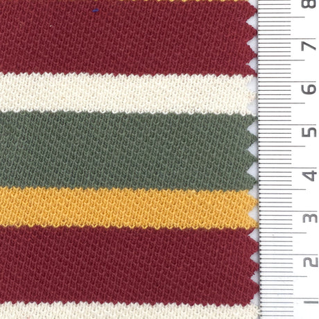1: Plum-2: Pink-3: Navy Blue-4: Red-5: Maroon - Medium Weight Textured Striped Cotton Pique Knit Fabric - FAB 1929