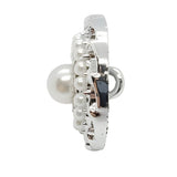 Elegant Crystal & Pearl Button, 21mm, Silver Setting, Ornate Design, Fashion Accent - FBTN230 - Silver / 21mm 