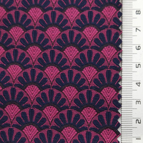 Floral Jacquard YarnDyed Polyester Woven Fabric - FAB1625 - 1.Red-2.Blue-3.Lilac-4.White-5.Garnet-6.Green-7.Black 