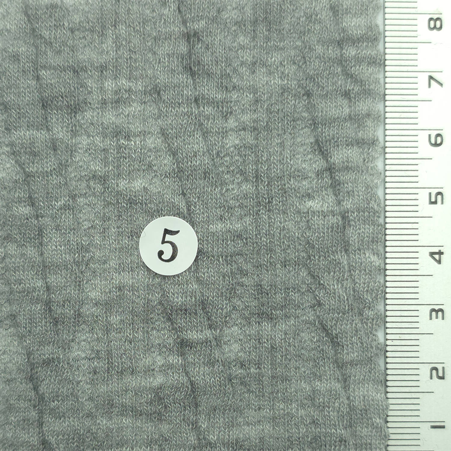 1: Pale Beige-2: Dusty Pink-3: Light Blue-4: Sage Green-5: Warm Gray - Cable Jacquard Poly Span Knit Fabric - FAB 1857