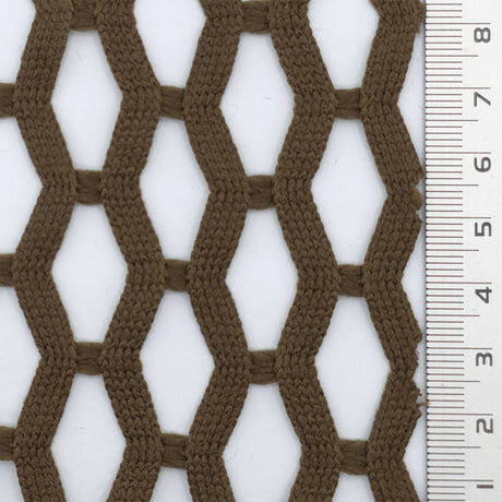 Khaki Airy Zigzag Mesh Poly Knit Fabric - FAB1849