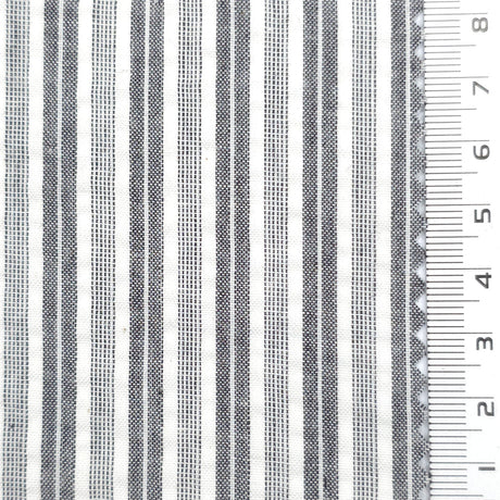 Black - Dobby Stripe Woven Cotton Poly Shirting Fabric - FAB1859