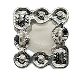 Open Square Rhinestone Button, 25mm, Silver & Clear Crystal, Shank Button - FBTN245 - Silver / 25mm 