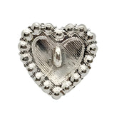 Enamel Heart Rhinestone Button, 21mm, Black & Clear, Pave Setting - FBTN253 - Silver/Black / 21mm 