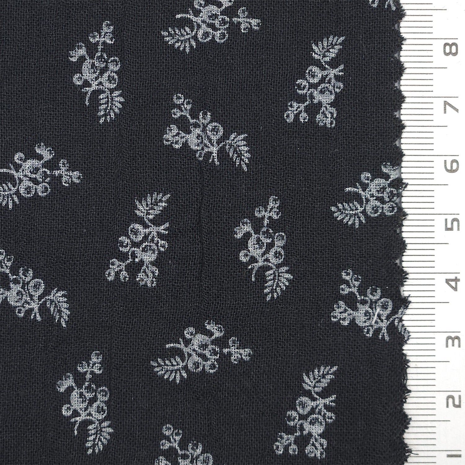 Samll Leafy Print Gauze Cotton Woven Fabric - FAB 1749 - 5.Black