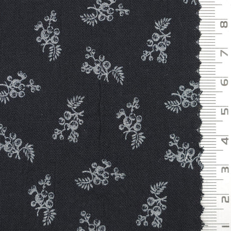 Samll Leafy Print Gauze Cotton Woven Fabric - FAB1749 - 1.Cream-2.Dark teal-3.Cream-4.Tan-5.Black 