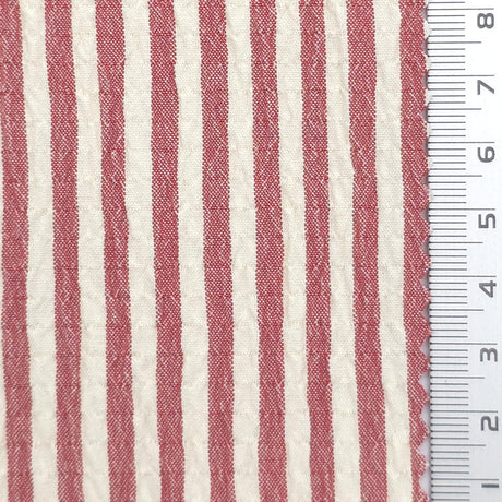 Stripe Polyester Rayon Woven Fabric - FAB1961 - Red
