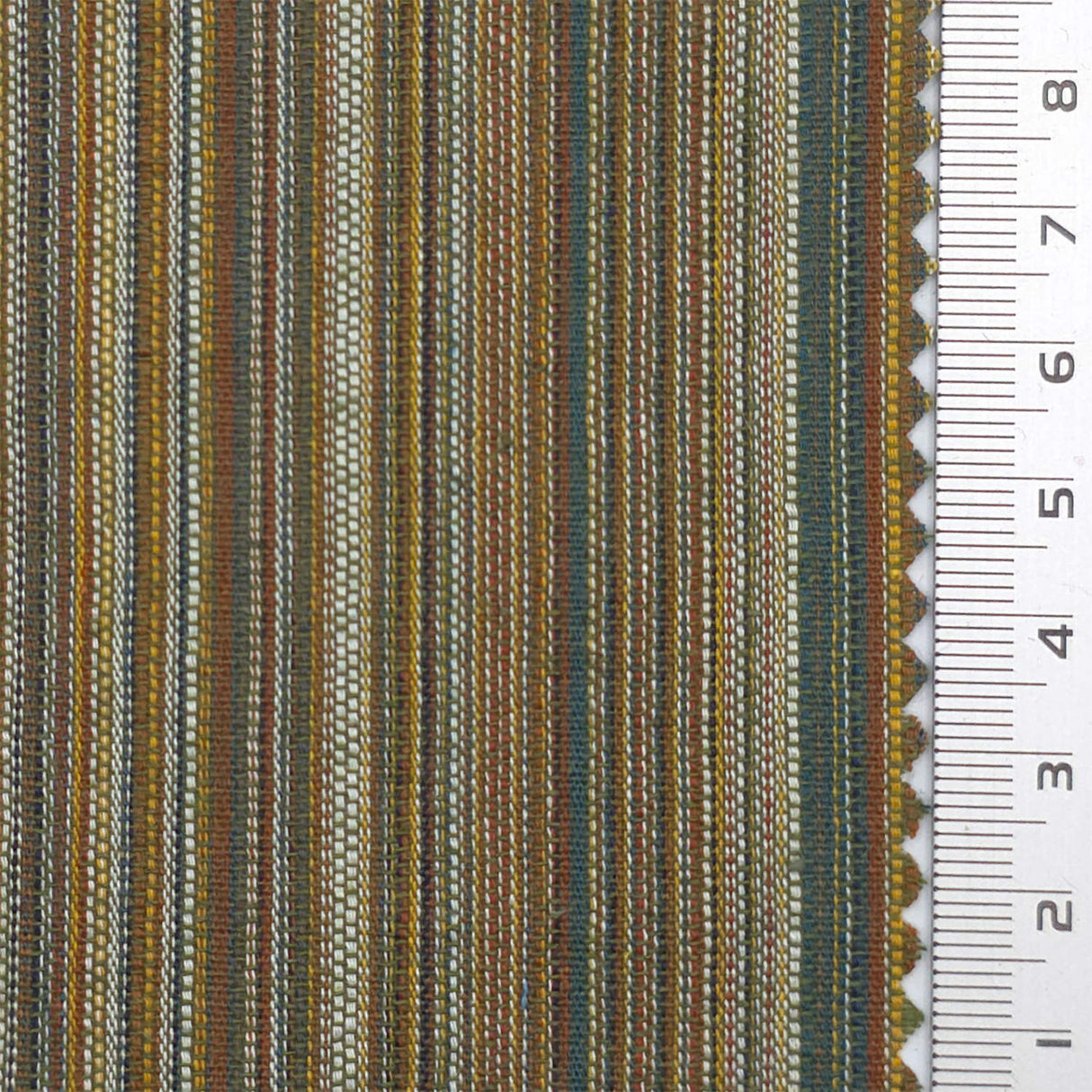 Olive Green Textured Stripe Cotton Woven Fabric - FAB1825
