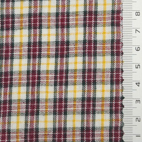 Multi Color Check YarnDyed Polyester Cotton Woven Fabric - FAB1788 - 1.Red-2.Green-3.Red-4.Purple-5.Grey-6.Purple-7.Orange 