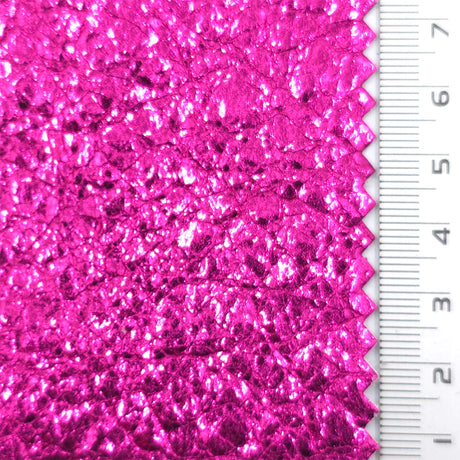 Magenta - Cracked Foil Woven Nylon Pu Fabric - FAB1854