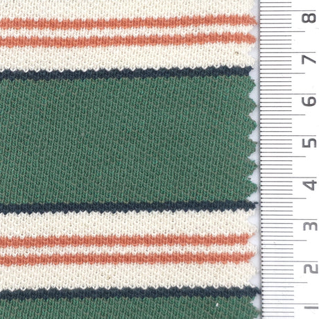 1: Light Blue-2: Light Pink-3: Cream-4: Light Gray-5: Rust - Textured Medium Weight Striped Pique Cotton Knit Fabric - FAB 1930