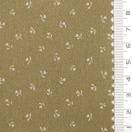 Scattered Floral Front Brushed Print Twill Cotton Woven Fabric - FAB1748 - 1.Yellow-2.Cream-3.Beige-4.Light gray-5.Rust-6.Olive-7.Navy blue-8.Black 