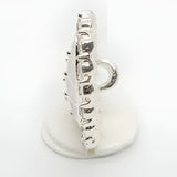 Sweet Heart Button, 21mm, White & Crystal, Delicate Design, Fashion & Craft - FBTN254 - Silver / 21mm 