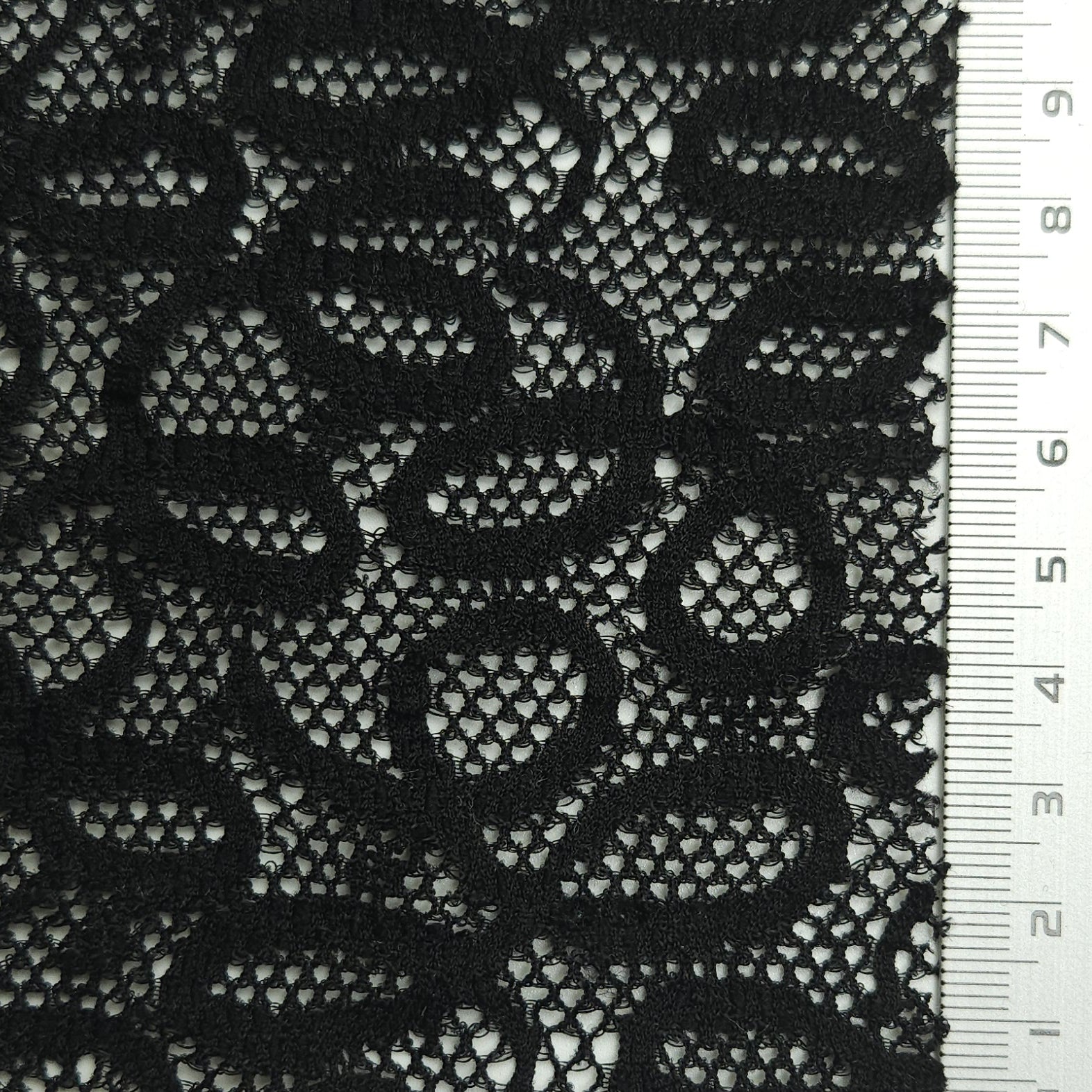 Solid Coversational Lace Nylon Spandex Knit Fabric - FAB 1575 - 6.Black