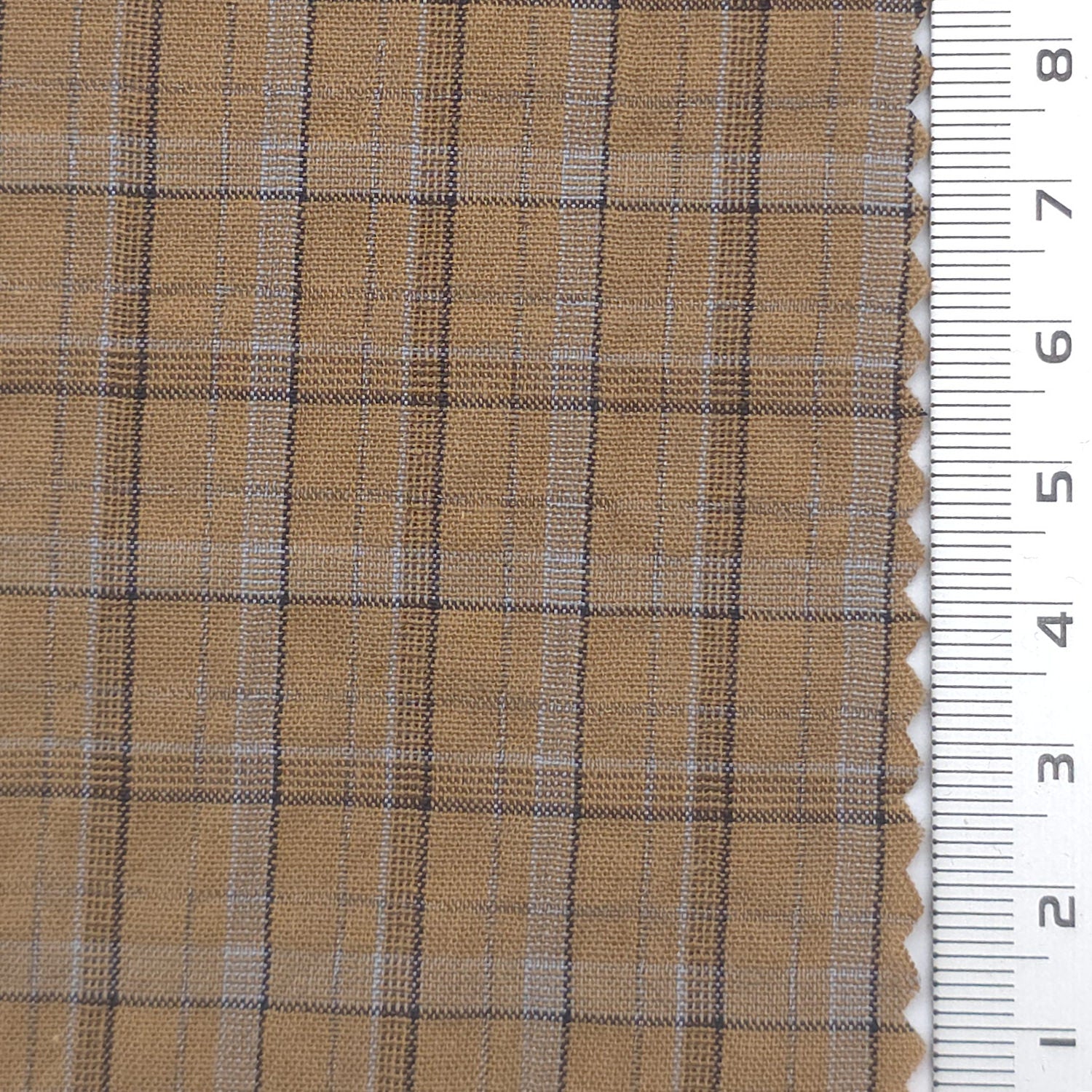 Tattersall Check Polyester Cotton Woven Fabric - FAB1969 - Tan