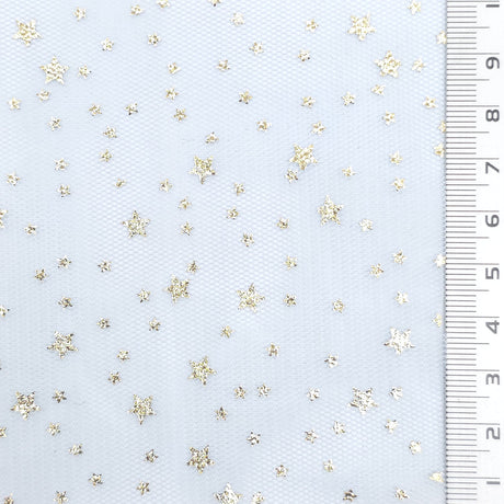 Star Print Poly Knit Fabric - FAB1953 - Sky Blue
