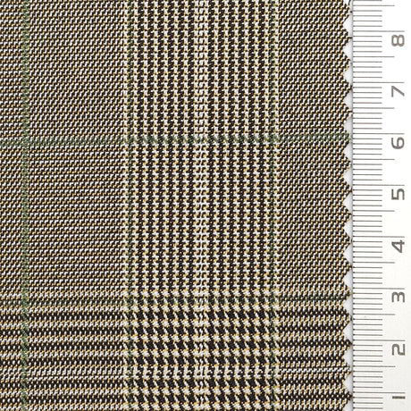 Glen Check YarnDyed Spandex Rayon Polyester Woven Fabric - FAB1769 - 1.Black and purple plaid-2.Olive green and Black plaid-3.Black and orange plaid-4.Light brown plaid-5.Black and blue plaid-6.Black and grey plaid 