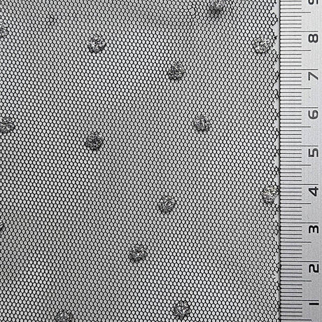 Dot Mesh Metallic Polyester Knit Fabric - FAB1609 - 1.Mint-2.Yellow-3.Pink-4.Ivory-5.White-6.Black 